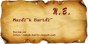 Mazák Bartó névjegykártya